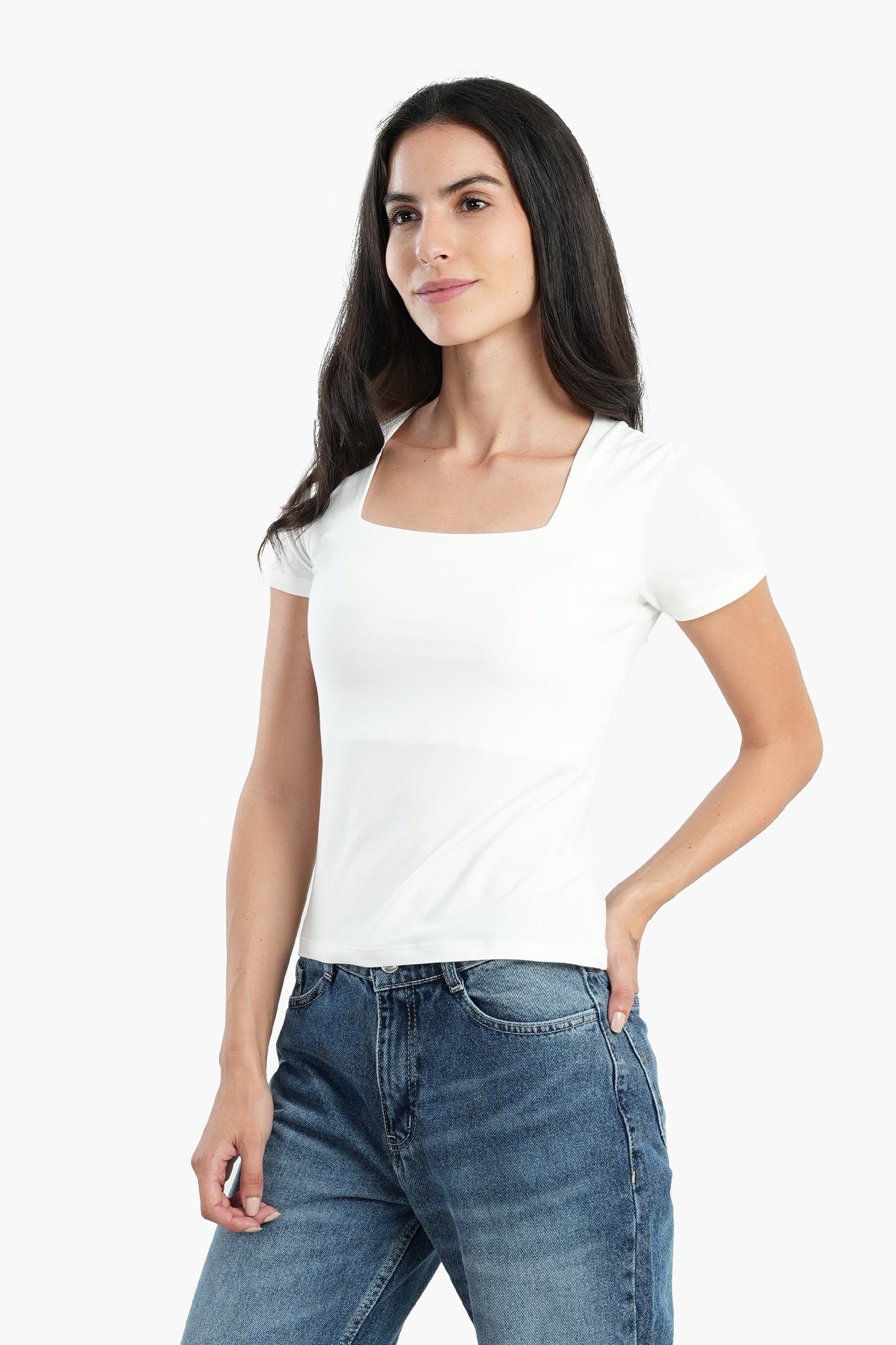 Cotton Square Neck Top