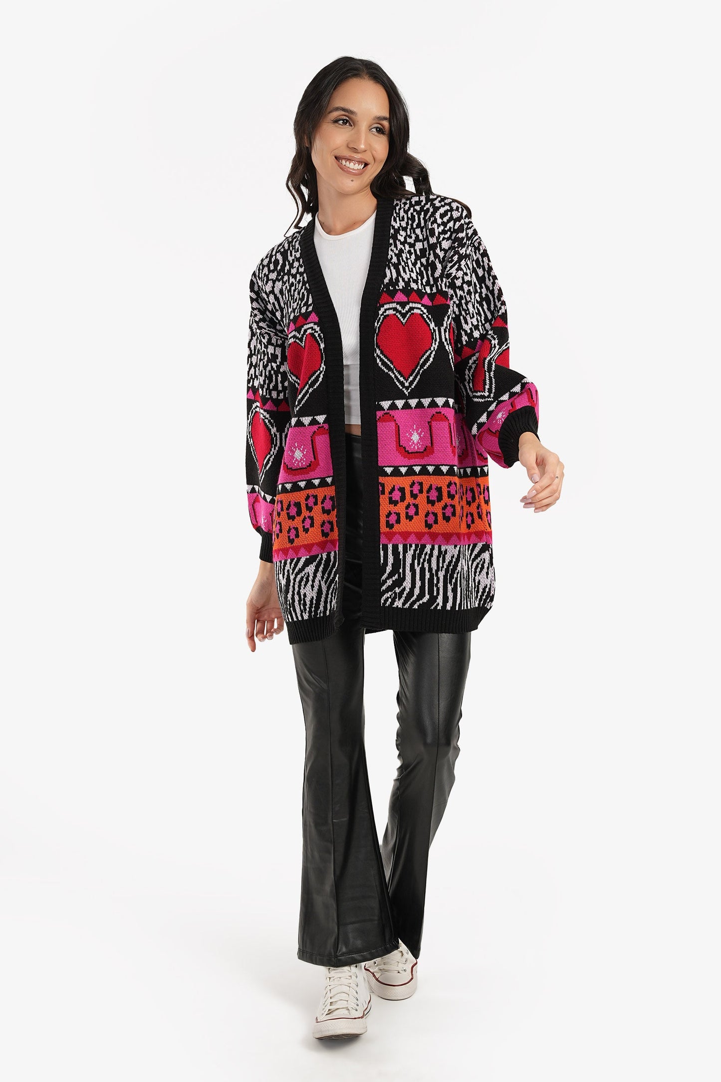 Colorful Knit Open Front Cardigan