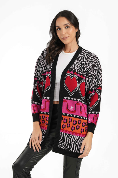 Colorful Knit Open Front Cardigan