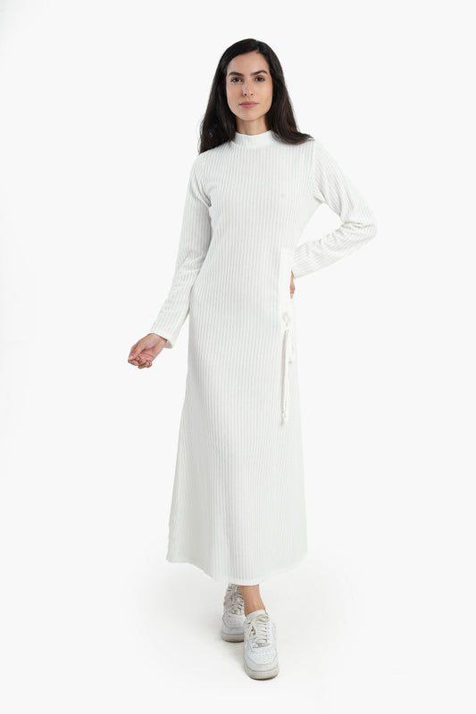 Mock Neckline Ribbed Dress