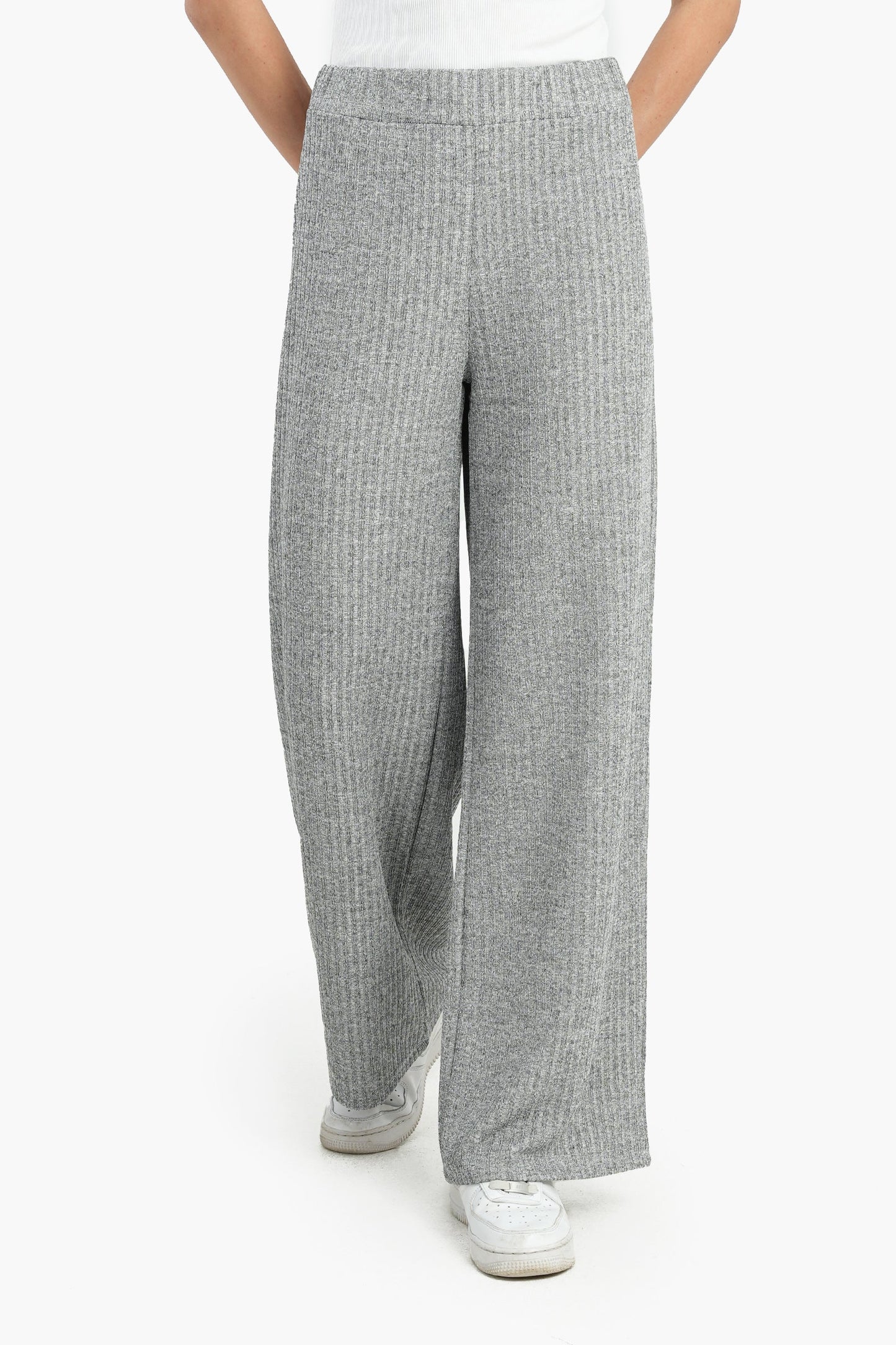 Gray Wool Blend Knitted Pants