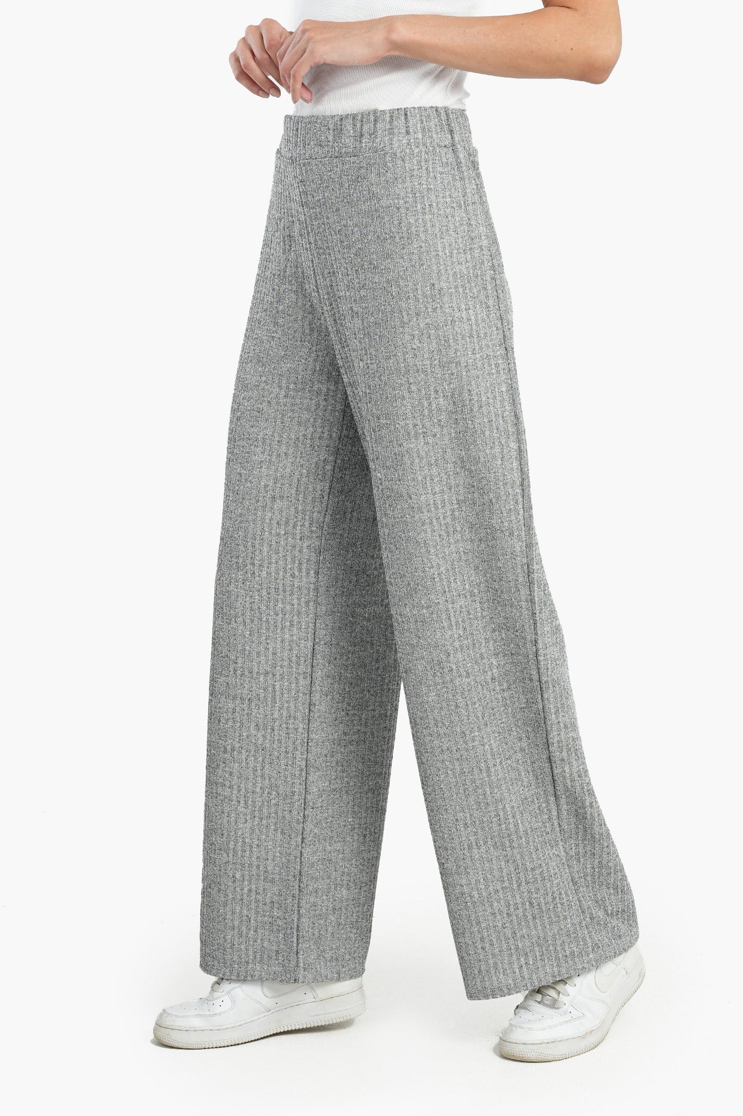 Gray Wool Blend Knitted Pants