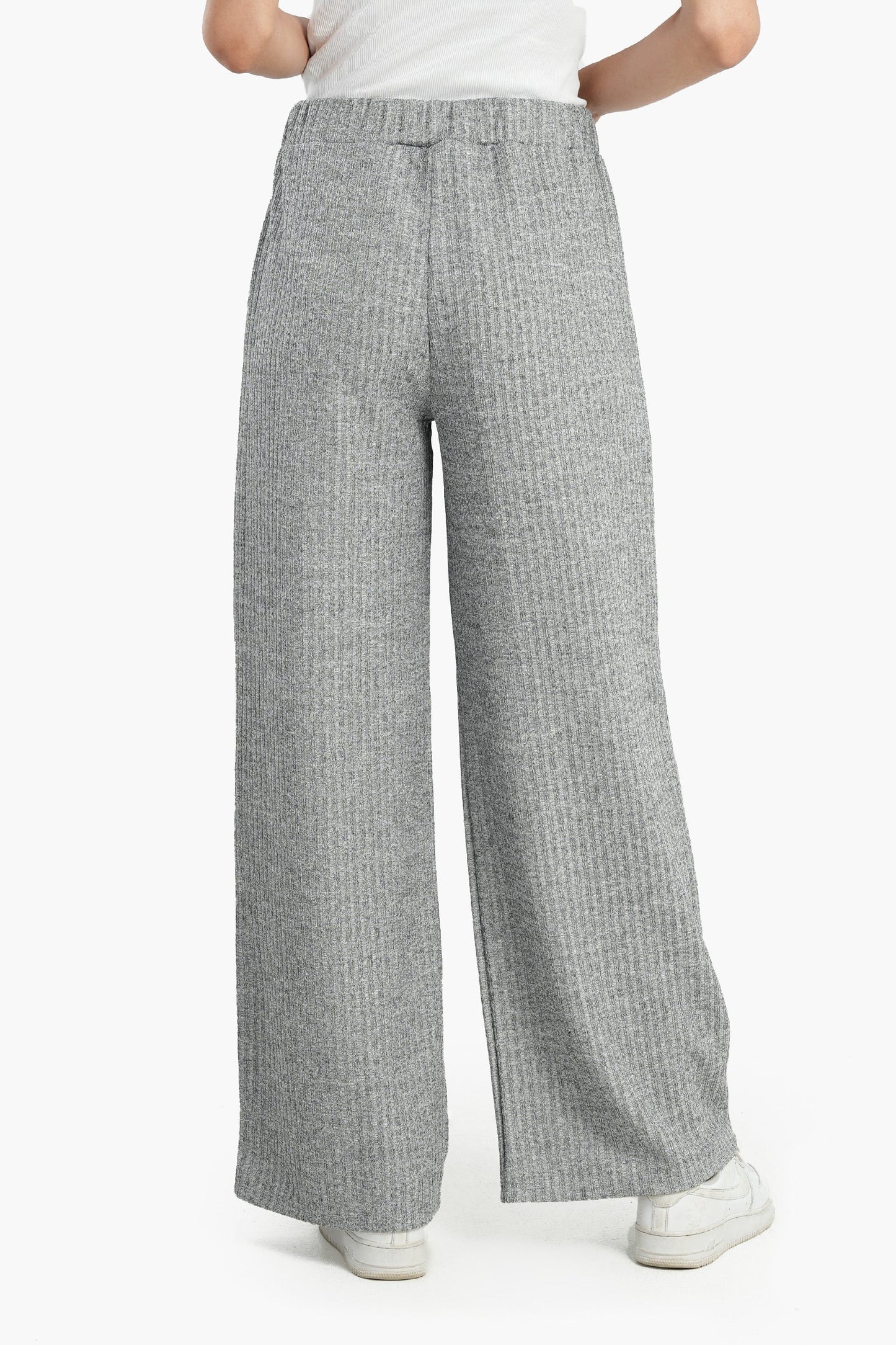 Gray Wool Blend Knitted Pants