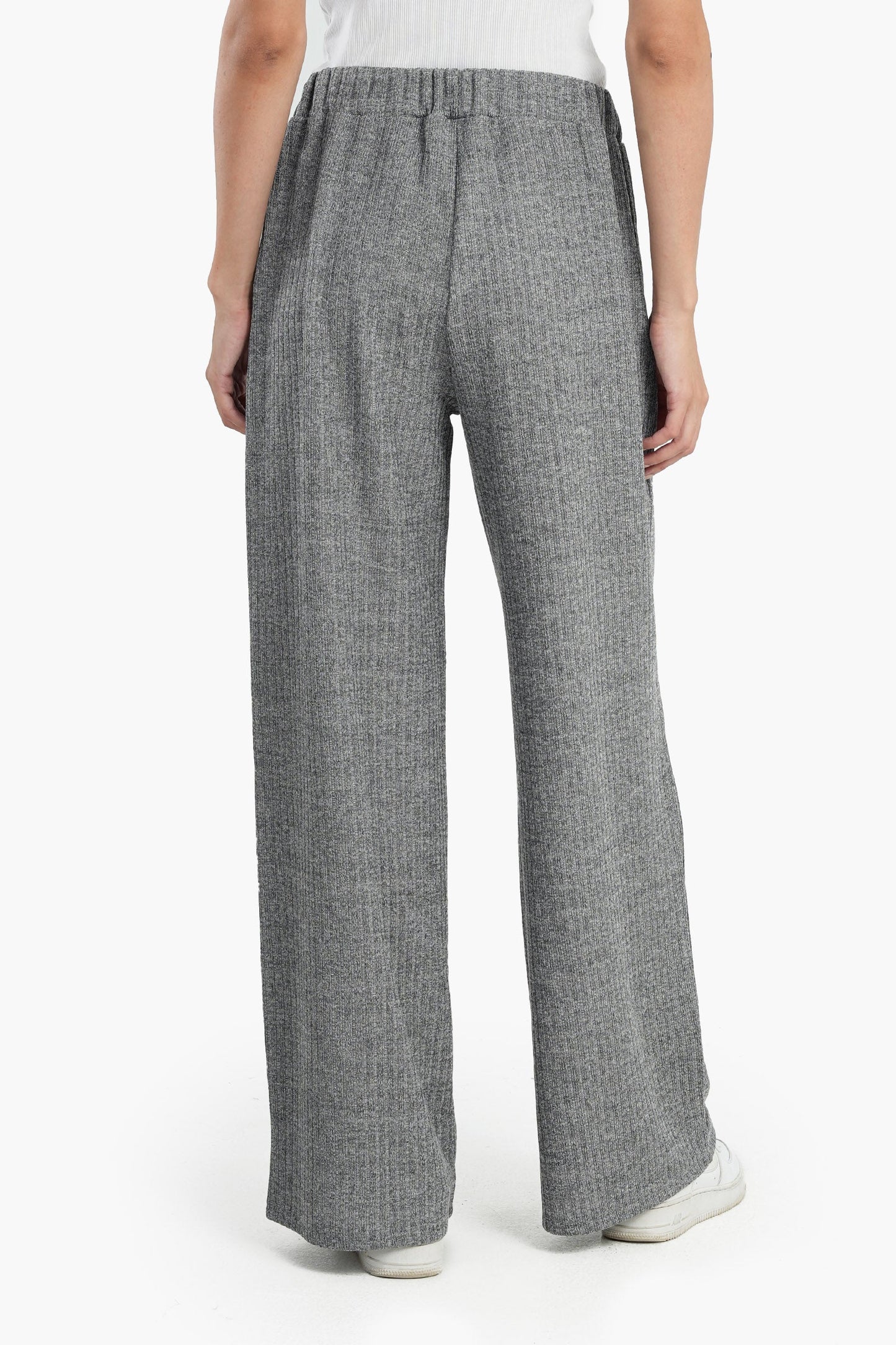 Gray Chine Wool Blend Knitted Pants