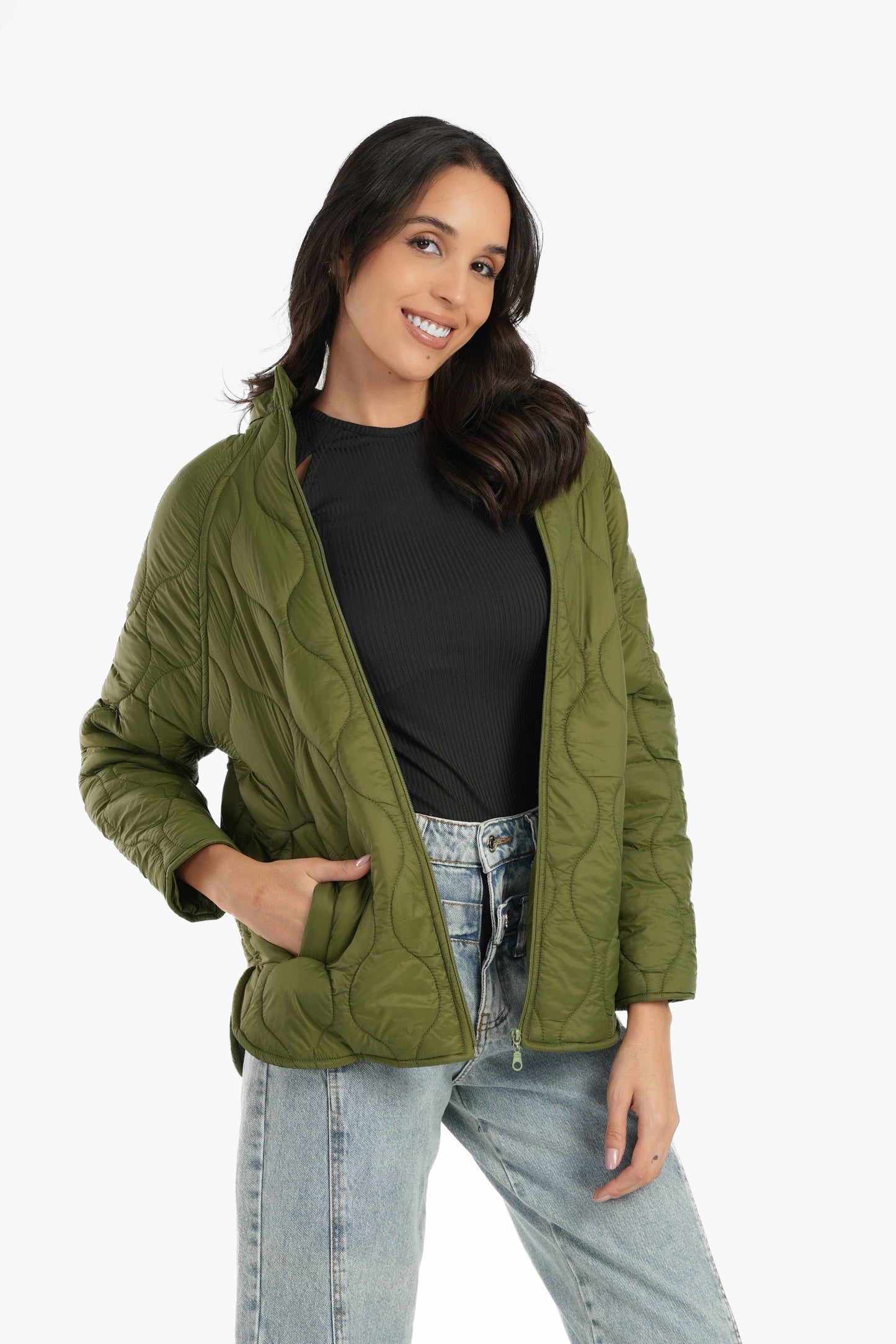 Olive Green Quilted Waterproof Jacket