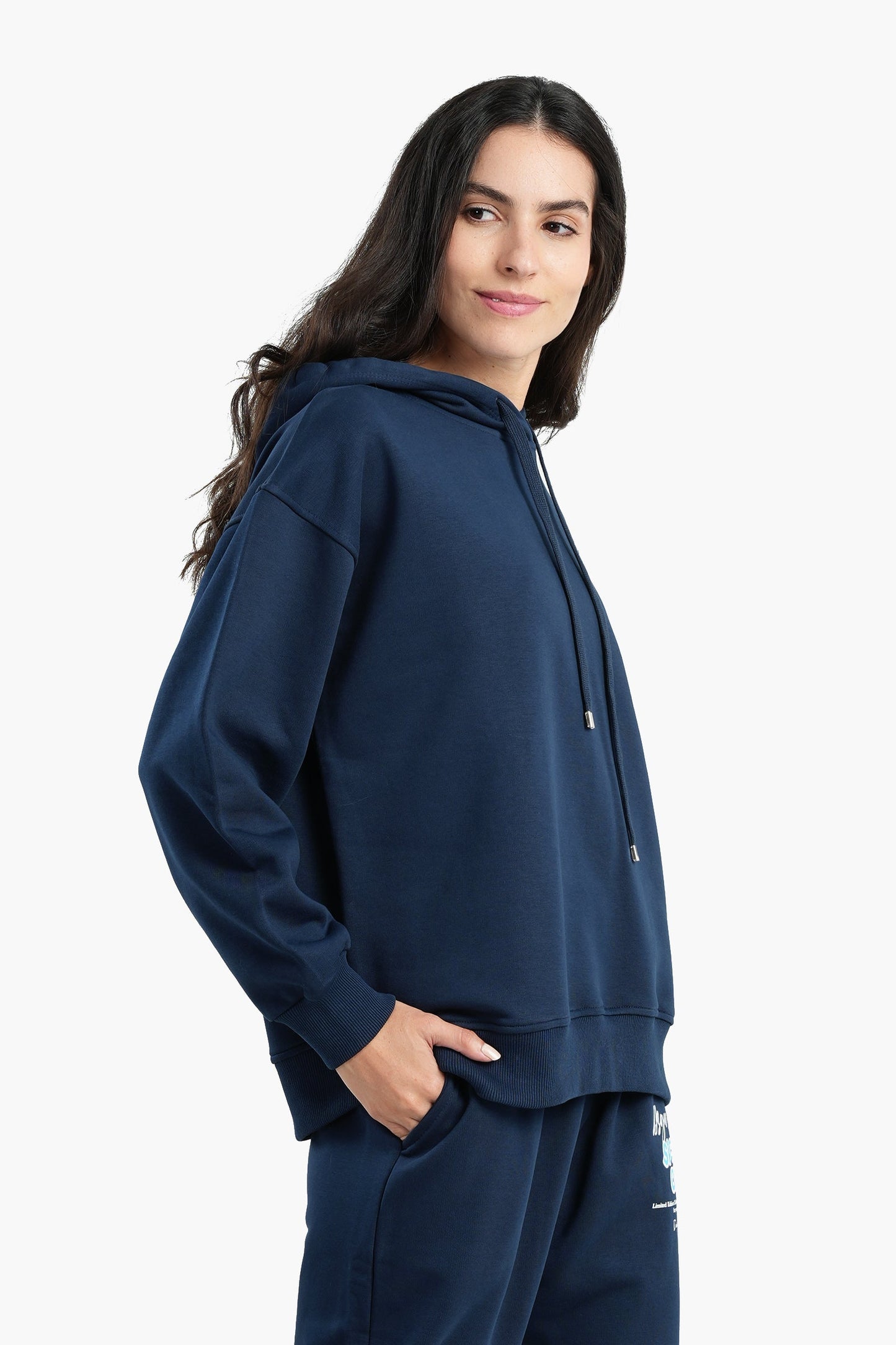 Navy Printed Lounge Hoodie