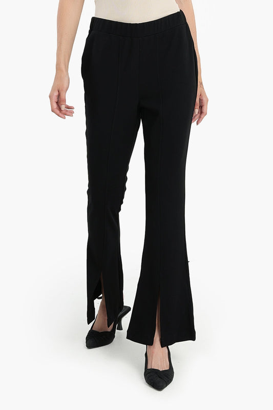 Black Flare Pants with Slits