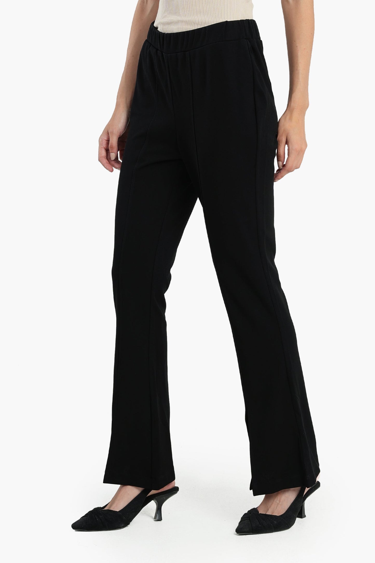 Black Flare Pants with Slits