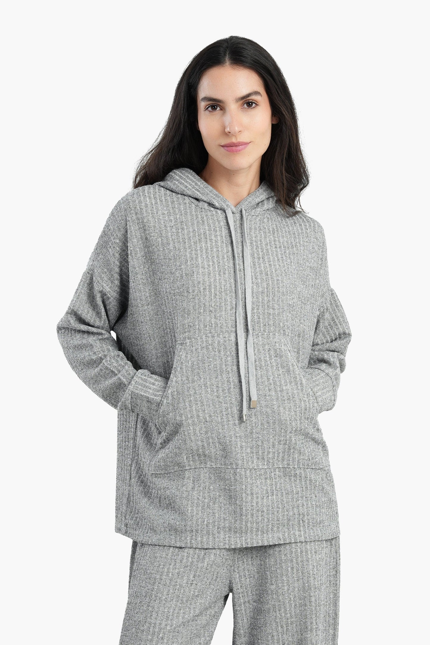 Ribbed Polyester Hoodie