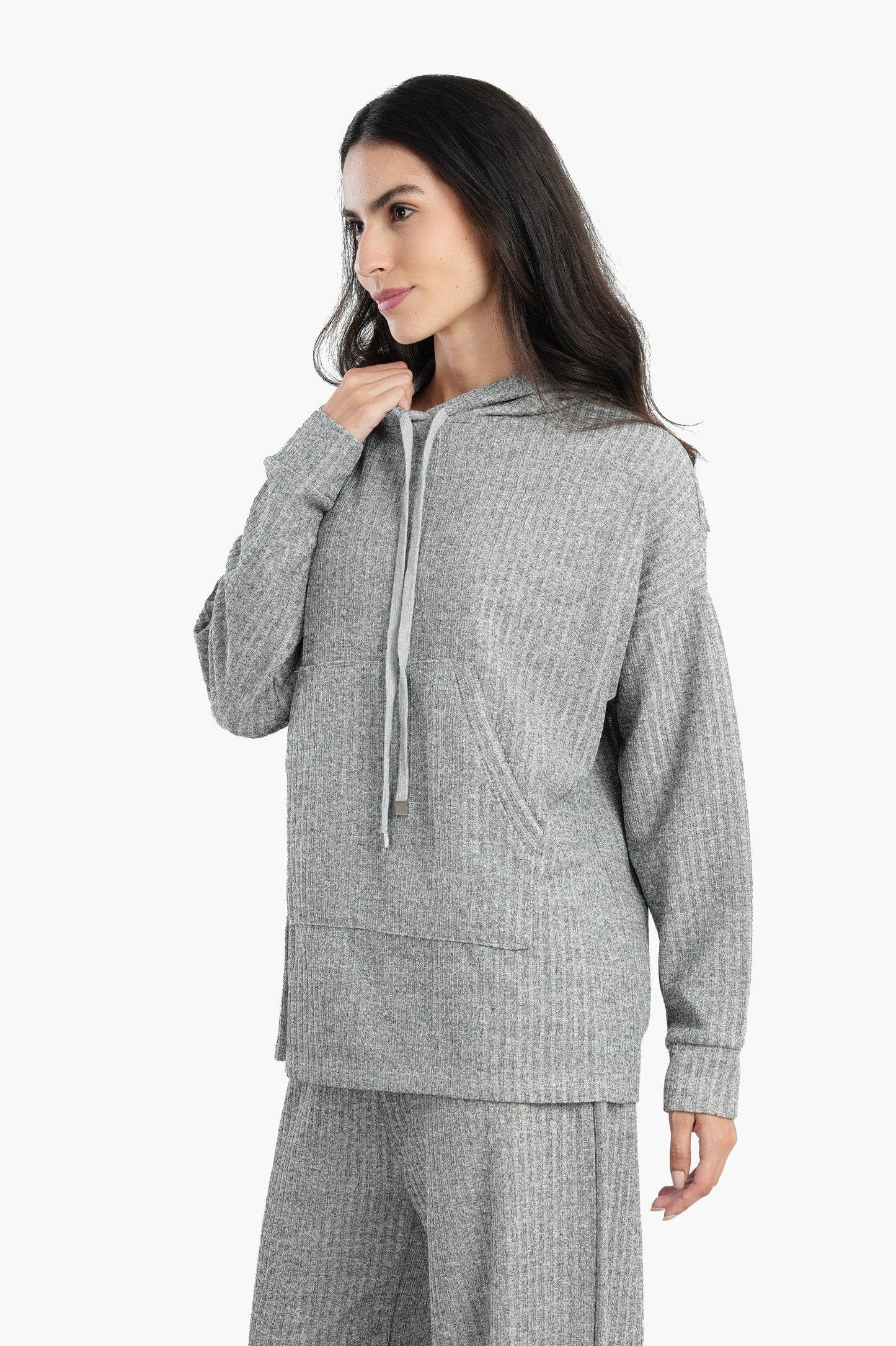 Ribbed Polyester Hoodie