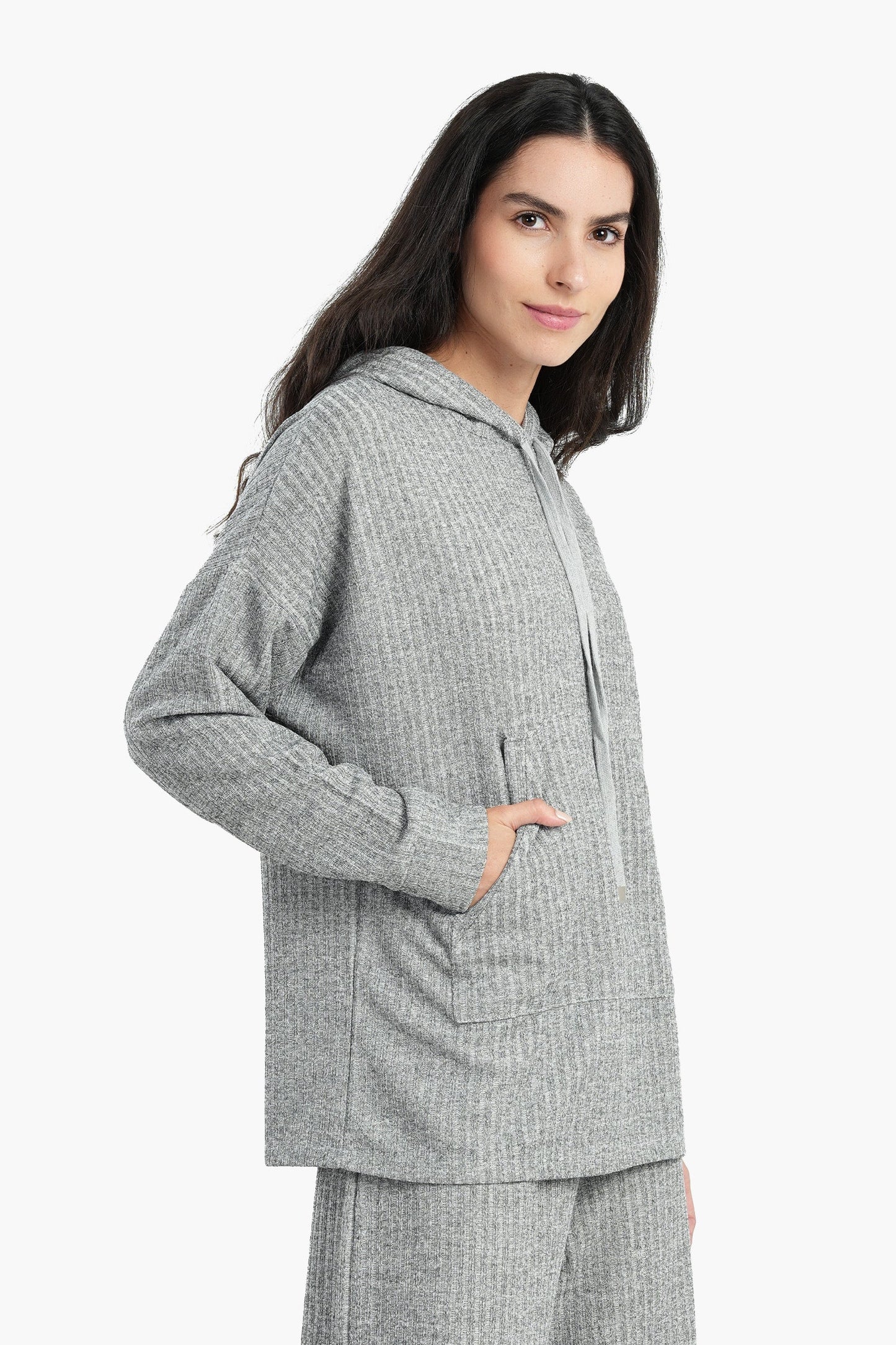 Ribbed Polyester Hoodie