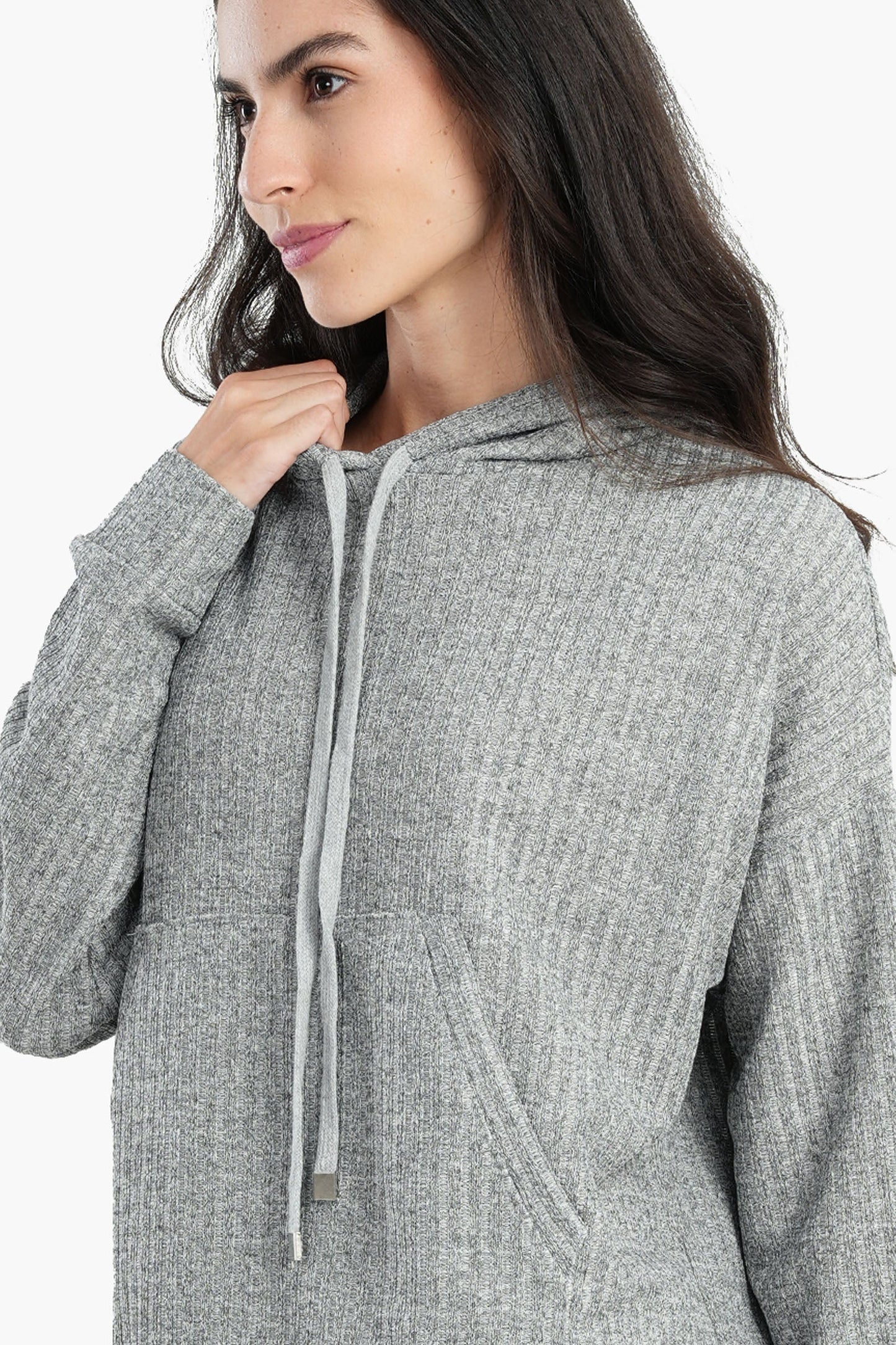 Ribbed Polyester Hoodie