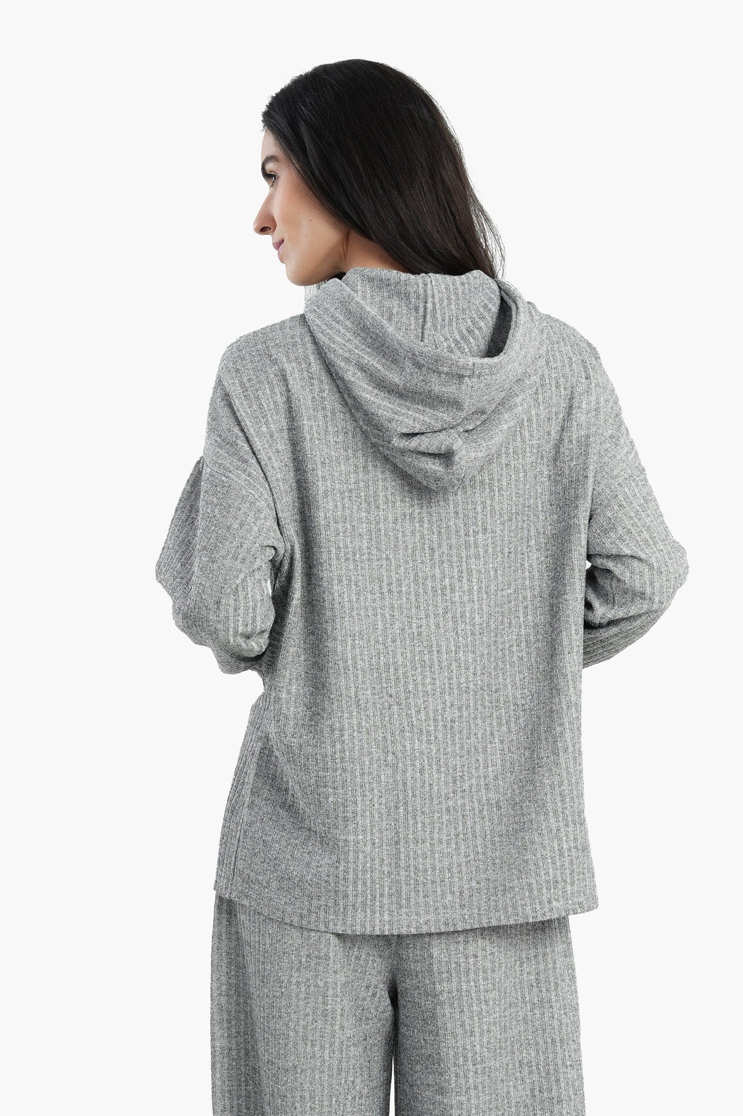 Ribbed Polyester Hoodie