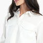 Cropped Shirt with Flap Pockets