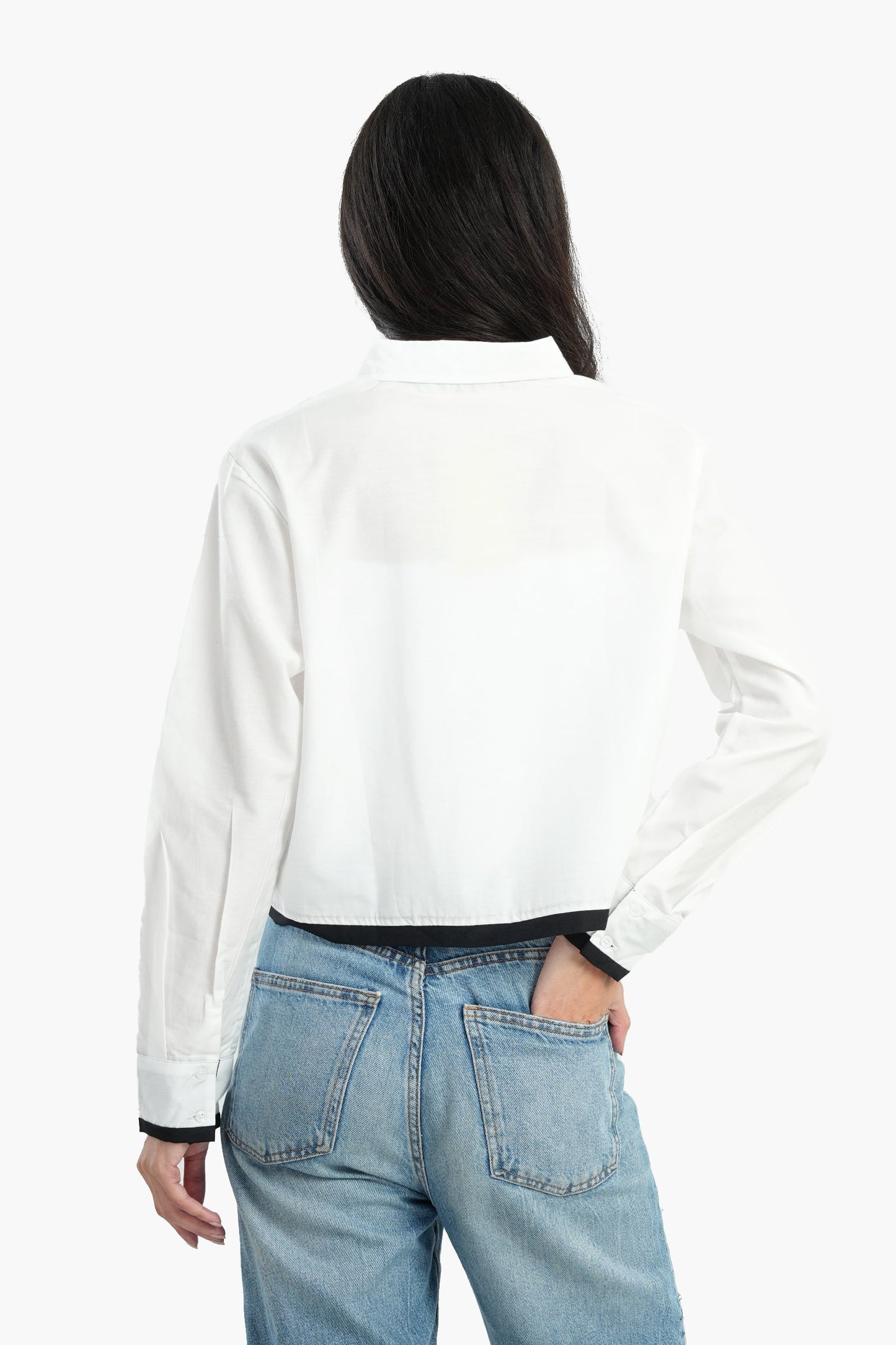 Cropped Shirt with Flap Pockets