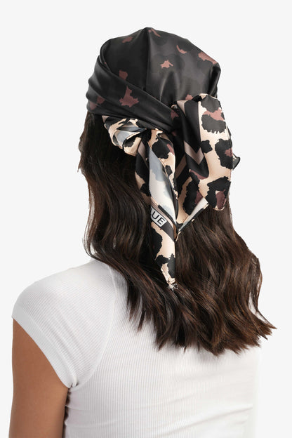 Black Satin Printed Scarf