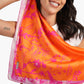 Orange Satin Printed Scarf