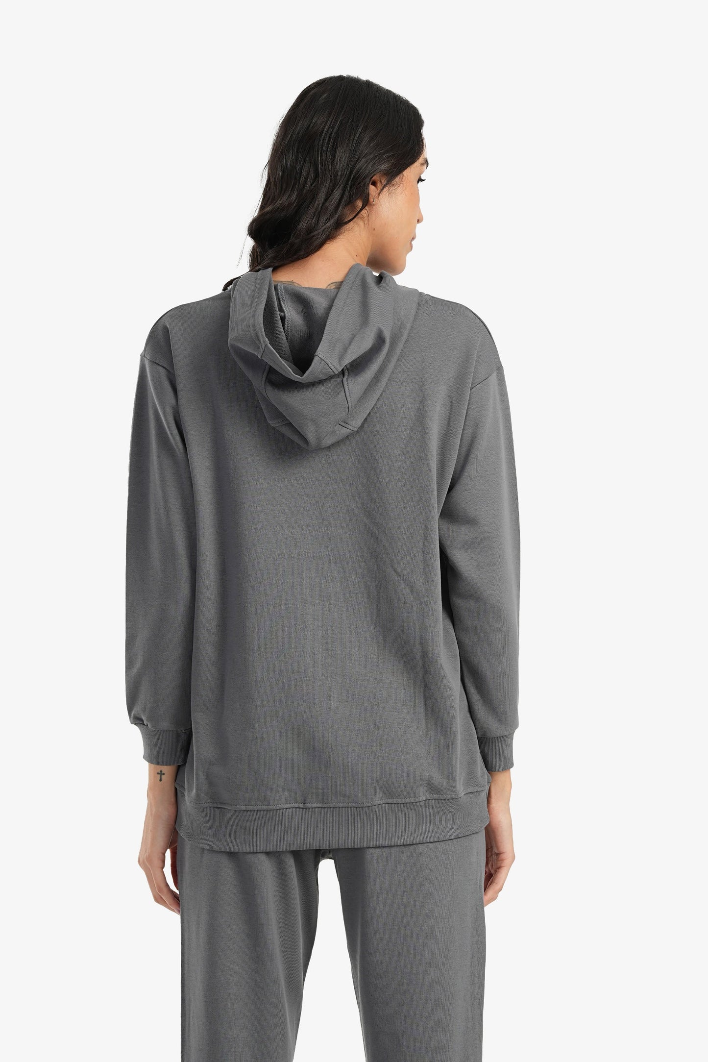 Dark Gray Plain Lounge Hoodie