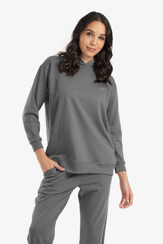 Dark Gray Plain Lounge Hoodie