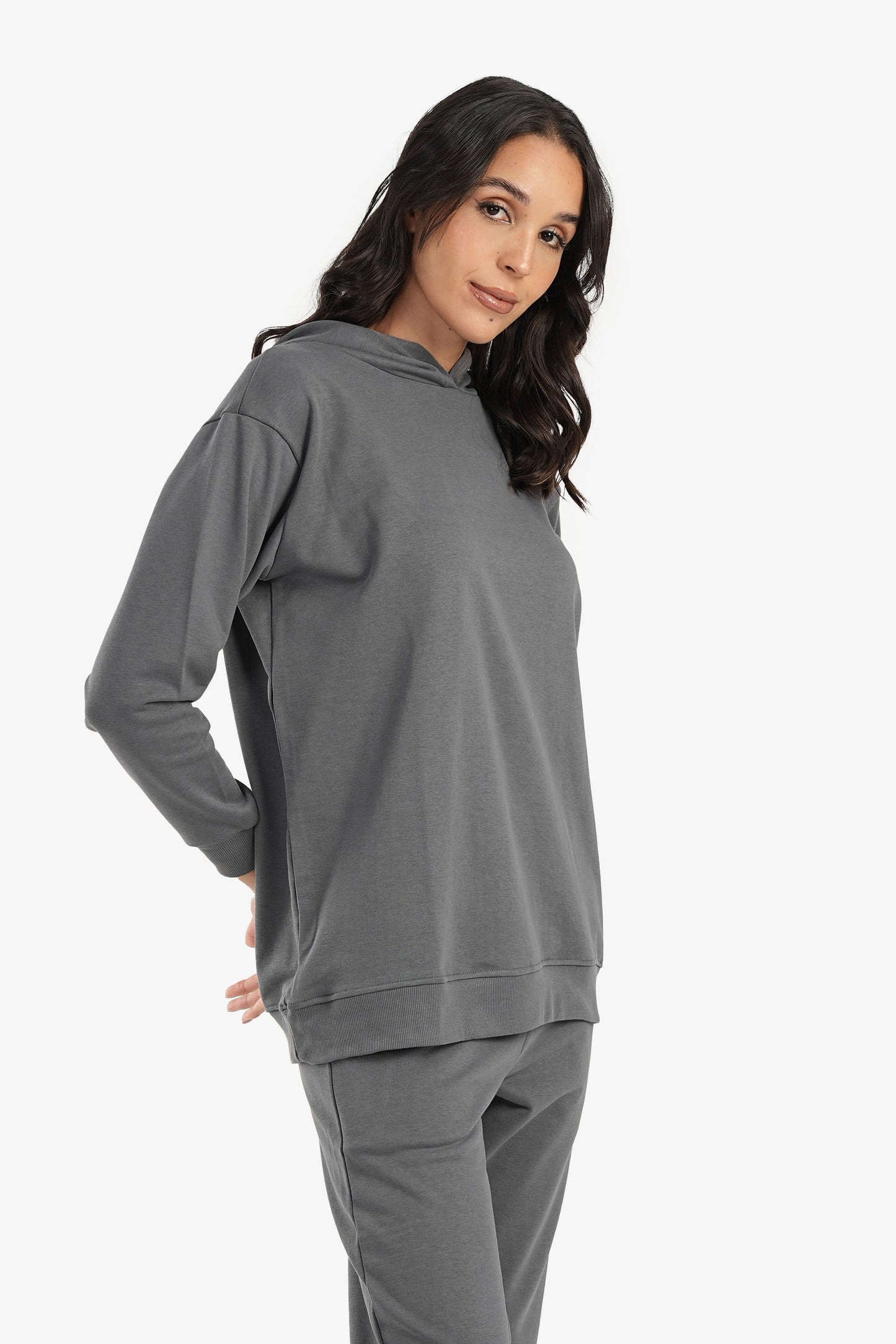 Dark Gray Plain Lounge Hoodie