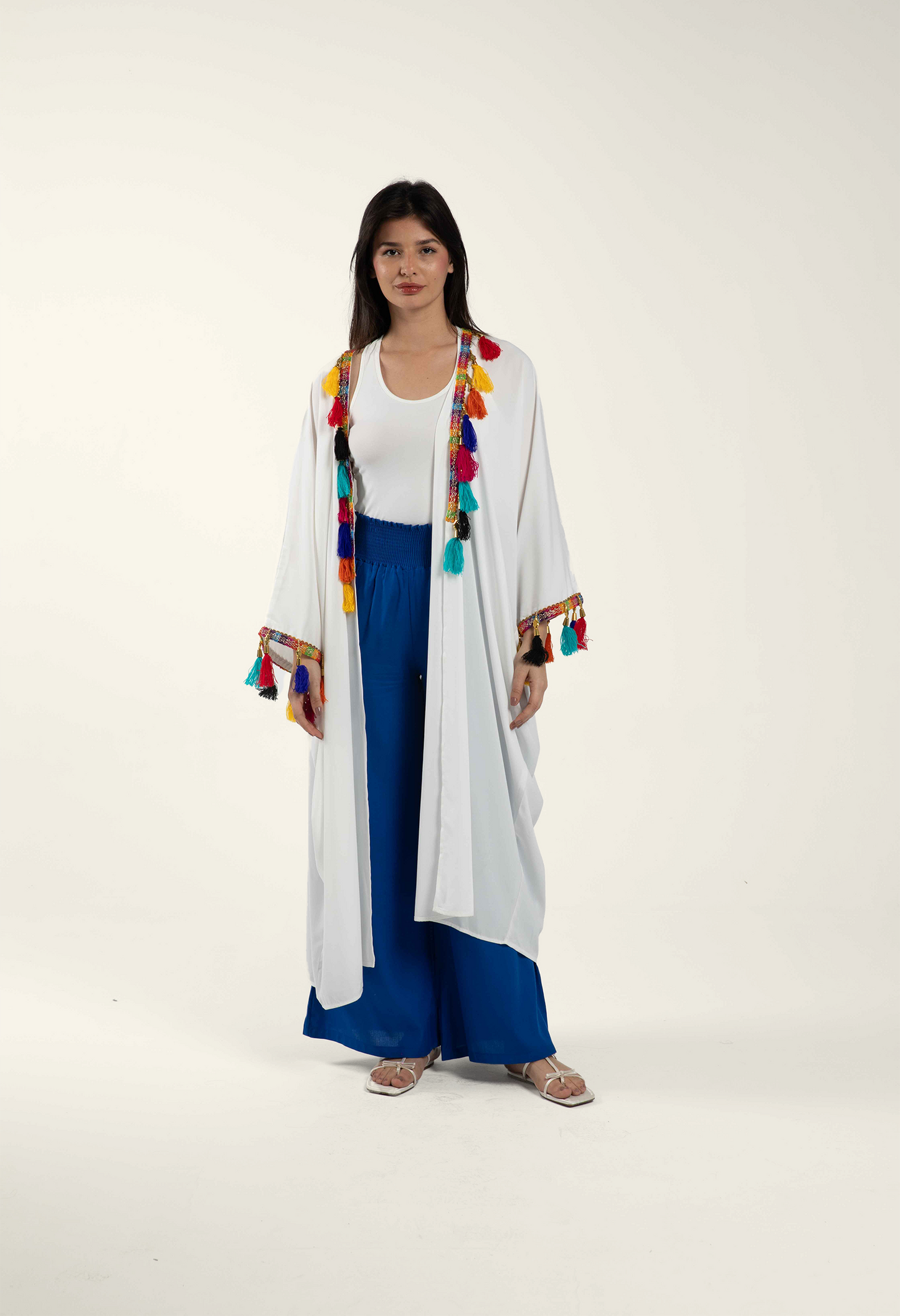 Maxi Kimono with Colorful Tassels