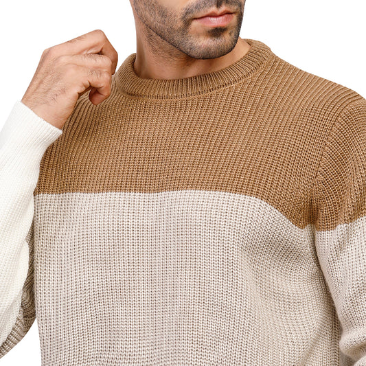 Tri-Tone Crew Neck Pullover