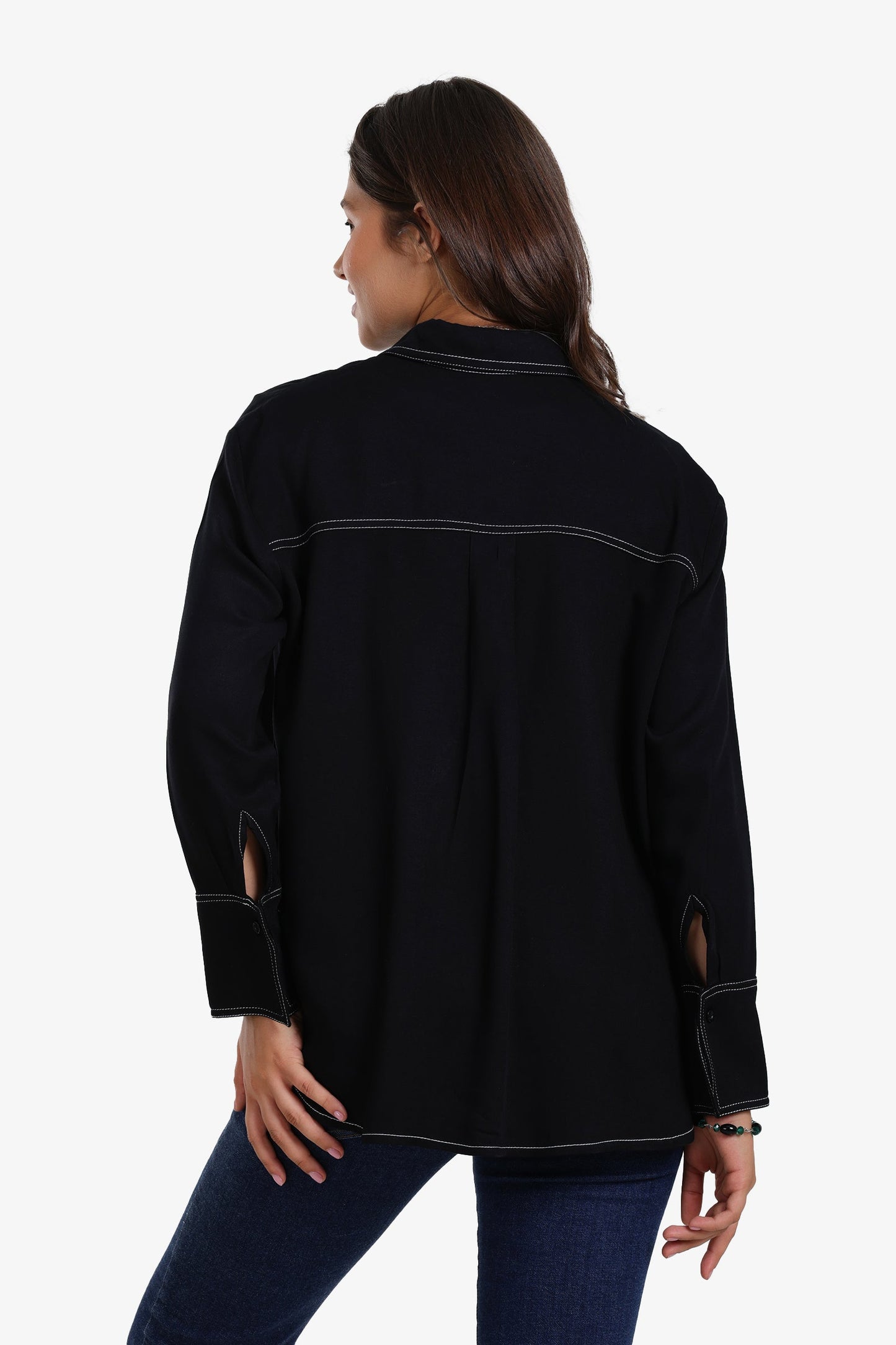 Shirt with Contrast Stitching