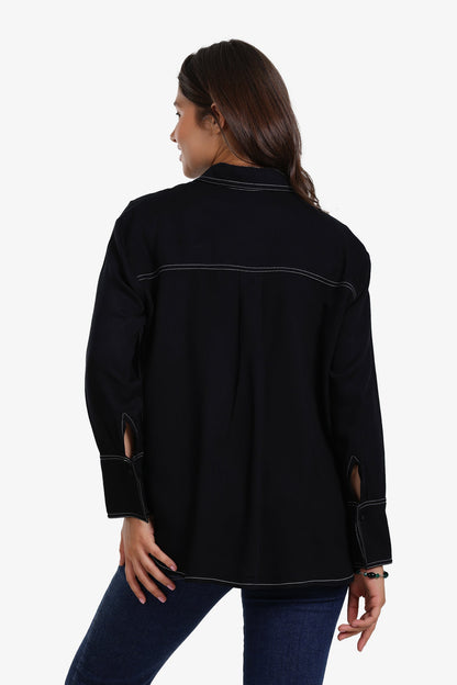 Shirt with Contrast Stitching
