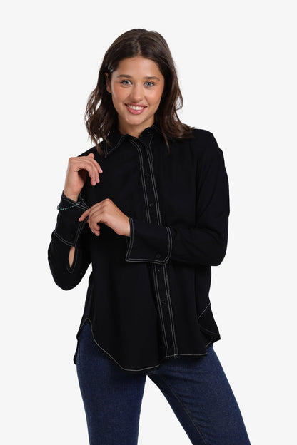 Shirt with Contrast Stitching