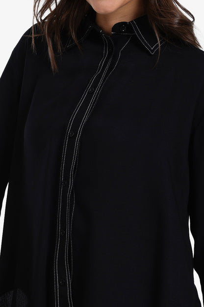 Shirt with Contrast Stitching