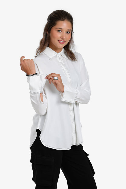 Shirt with Contrast Stitching