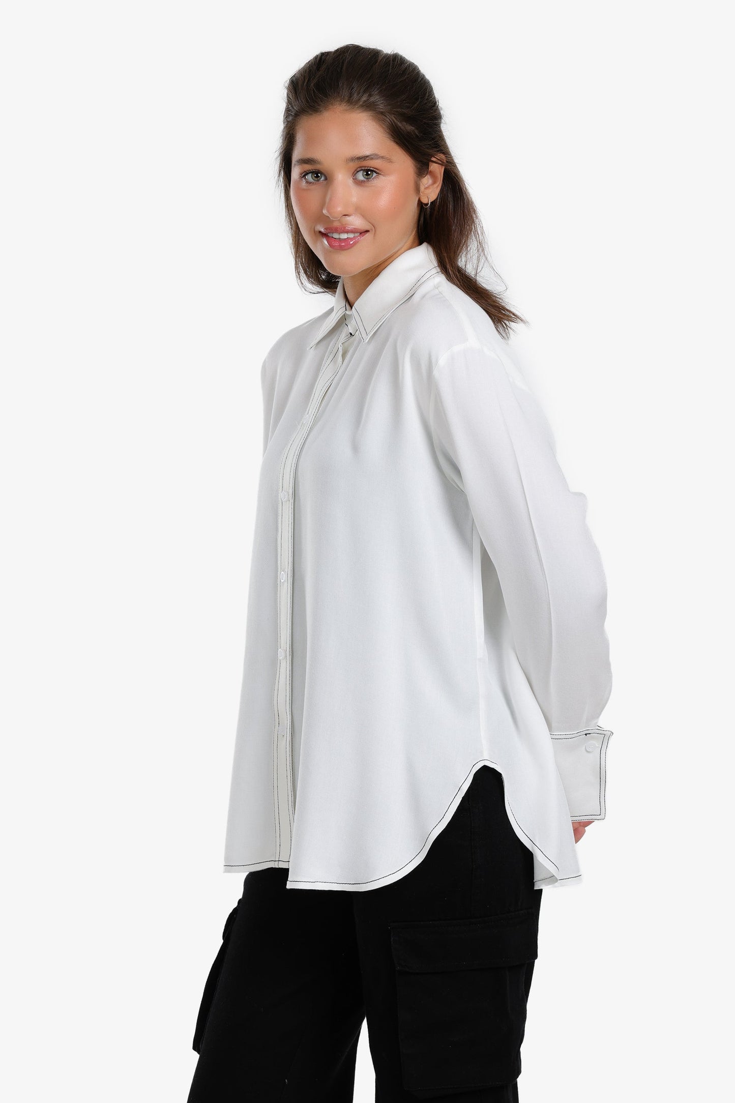 Shirt with Contrast Stitching