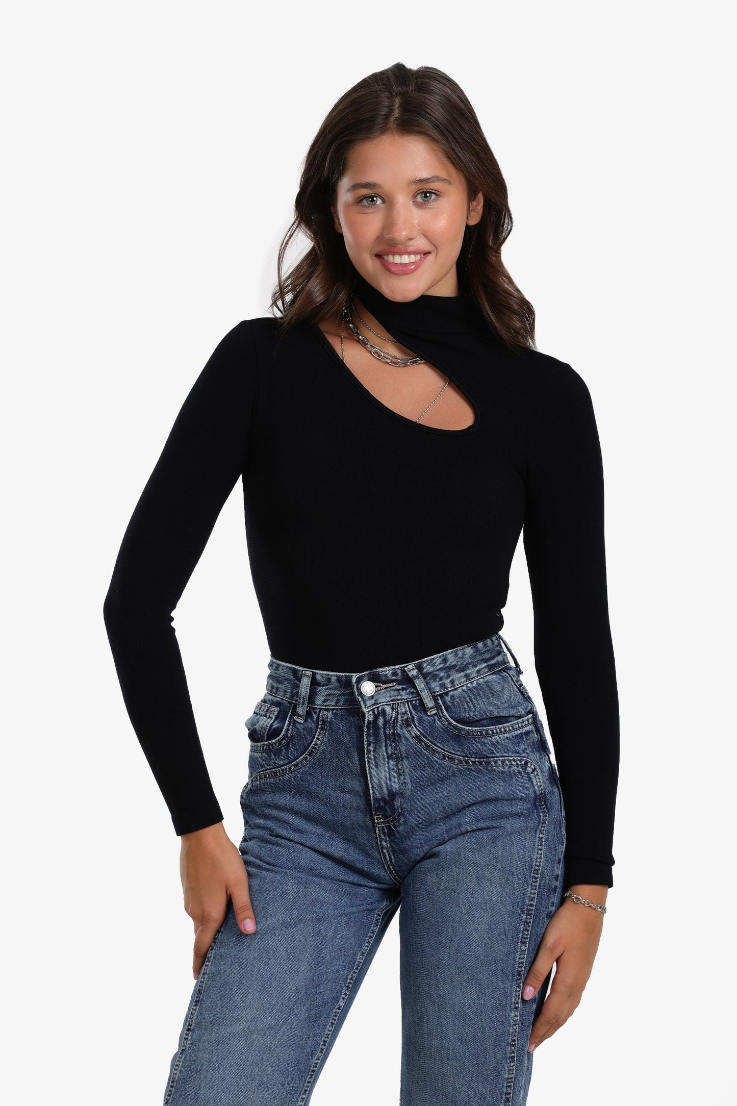 Ribbed Cutout Microfiber Bodysuit