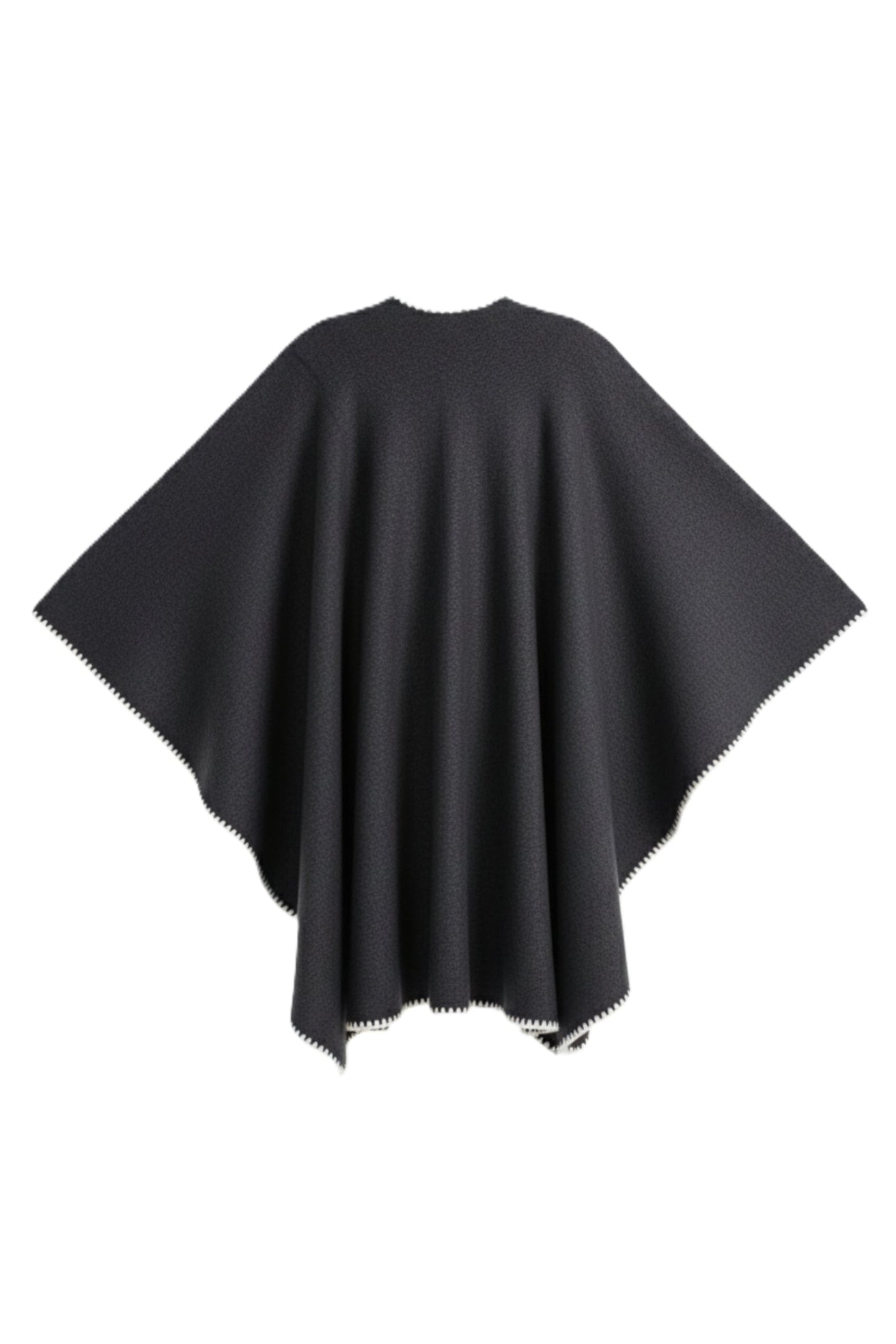 Relaxed Poncho with Zigzag Trim