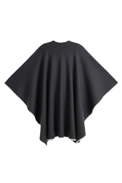 Relaxed Poncho with Zigzag Trim