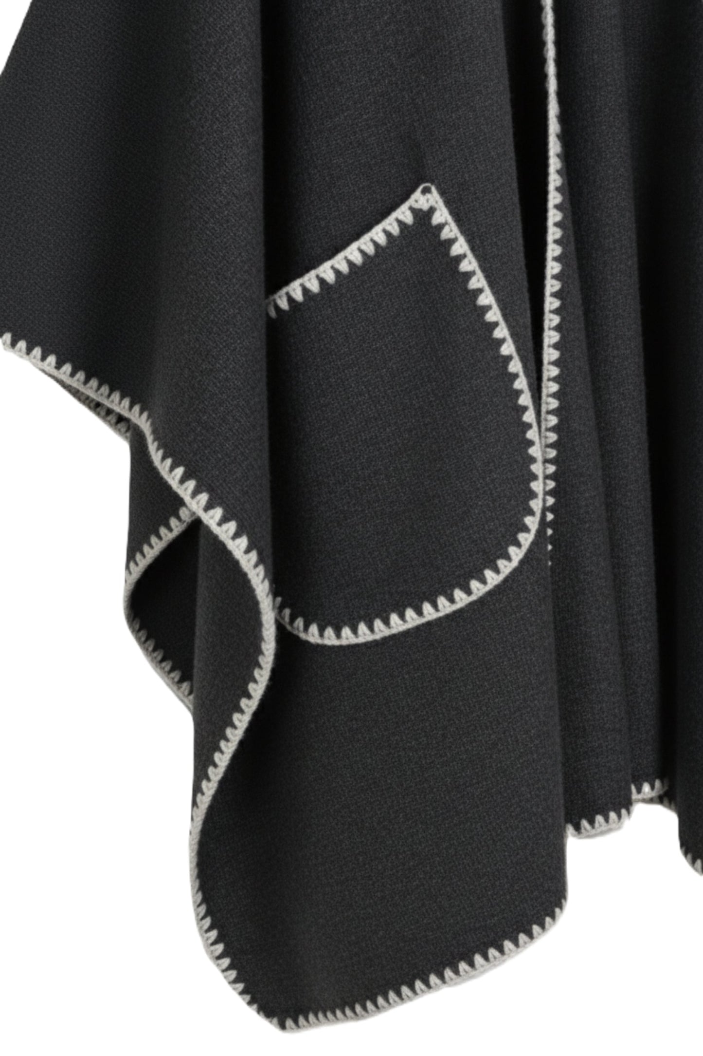 Relaxed Poncho with Zigzag Trim