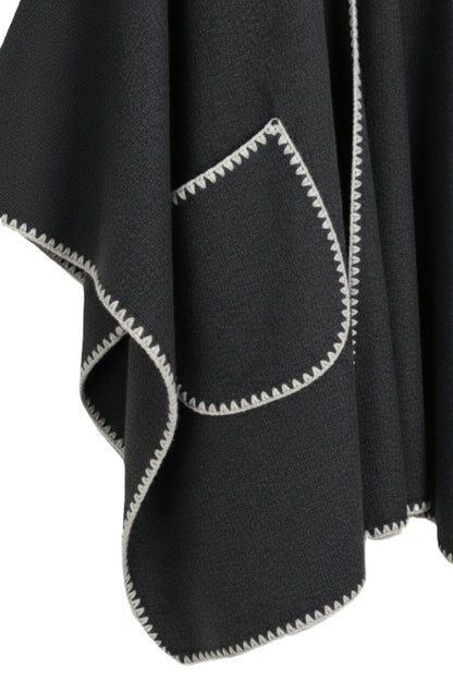 Relaxed Poncho with Zigzag Trim