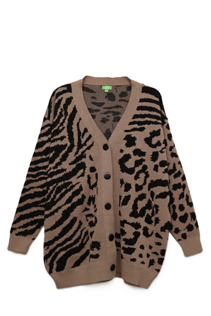 Wool Leopard Print Cardigan
