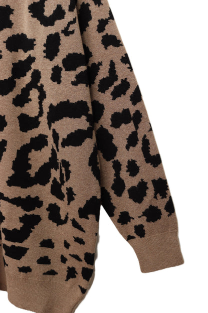 Wool Leopard Print Cardigan