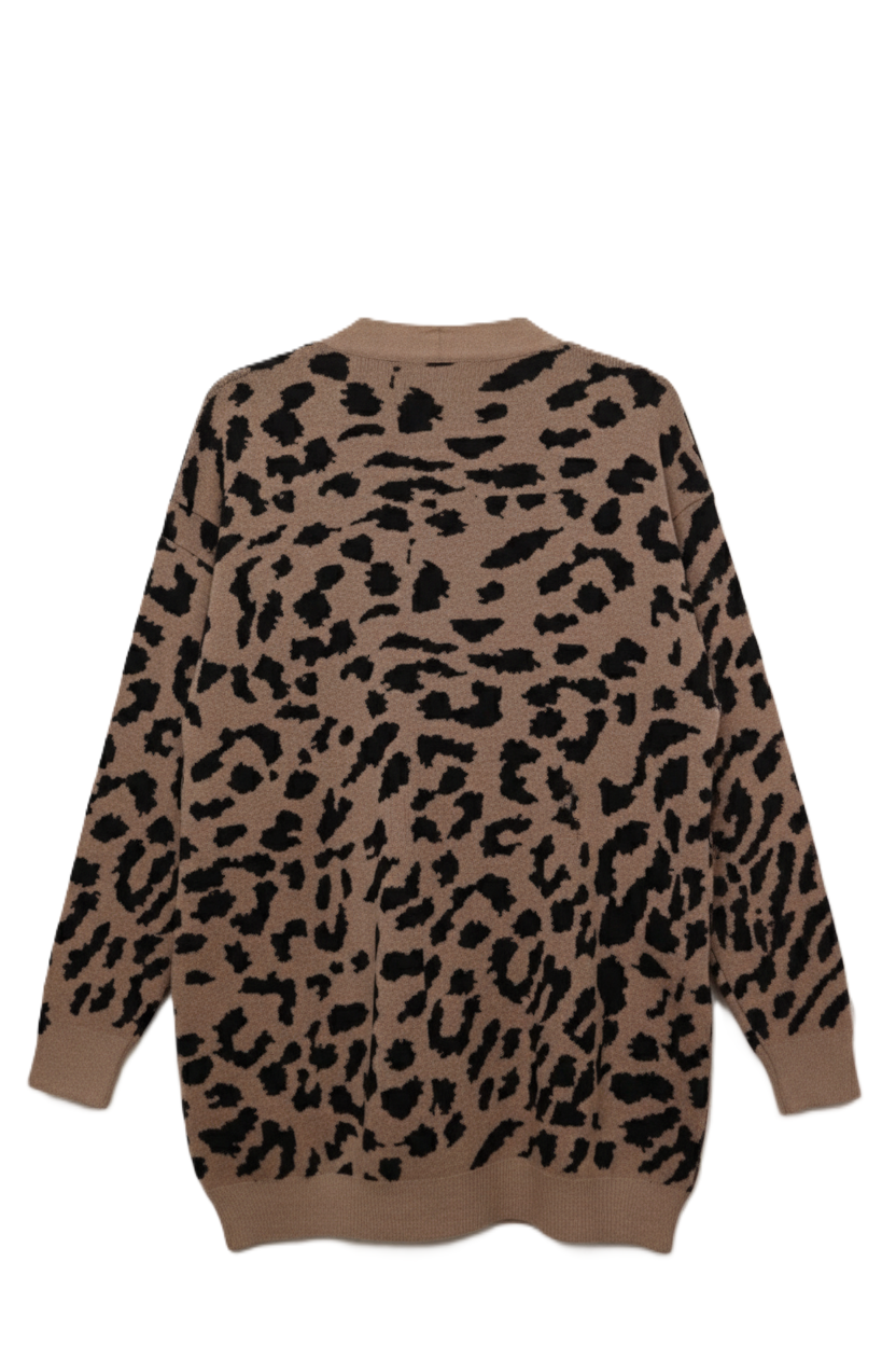Wool Leopard Print Cardigan