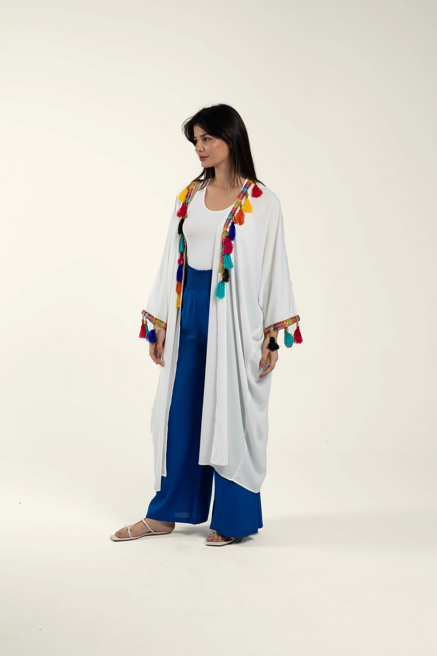 Maxi Kimono with Colorful Tassels