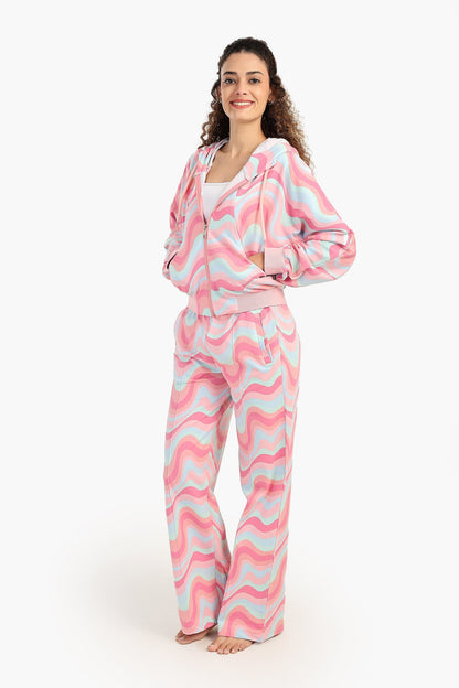 طقم بيجامة بنقشة حلوى القطن