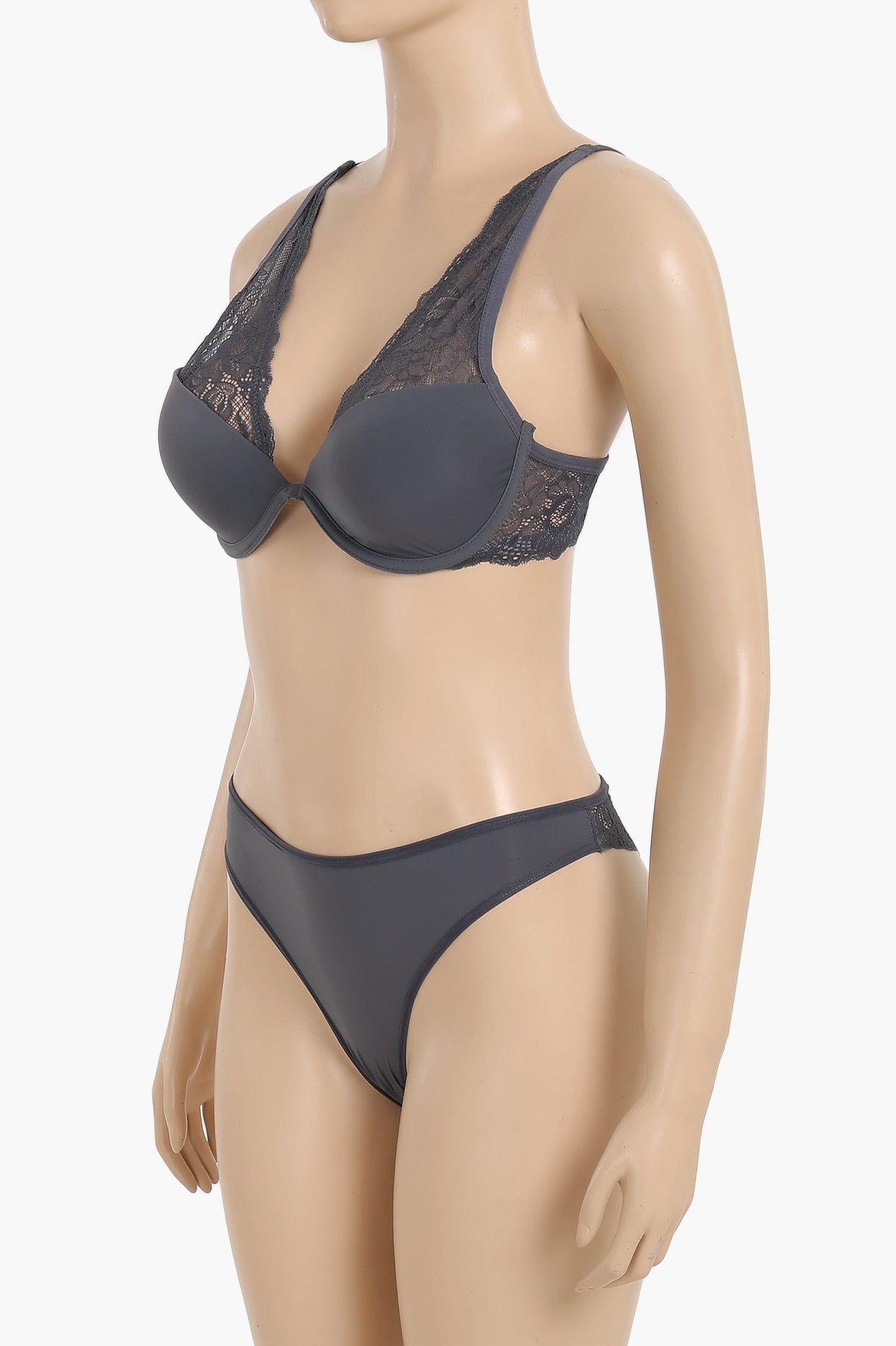 Wired Bra with Lace Panty Set