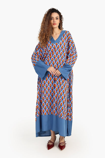 فستان كبير الحجم مطبوع بالكامل