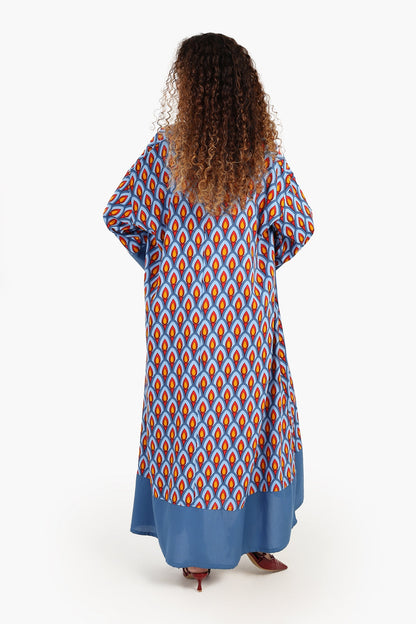 فستان كبير الحجم مطبوع بالكامل