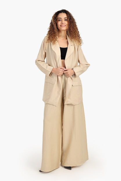 بنطلون كتان واسع الساق