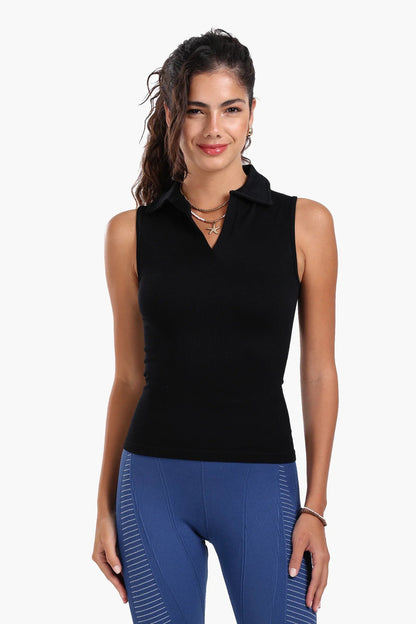 بلوزة بياقة بولو بدون درزات