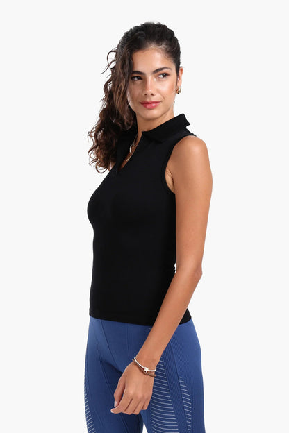 بلوزة بياقة بولو بدون درزات