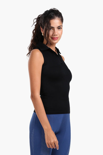 بلوزة بياقة بولو بدون درزات