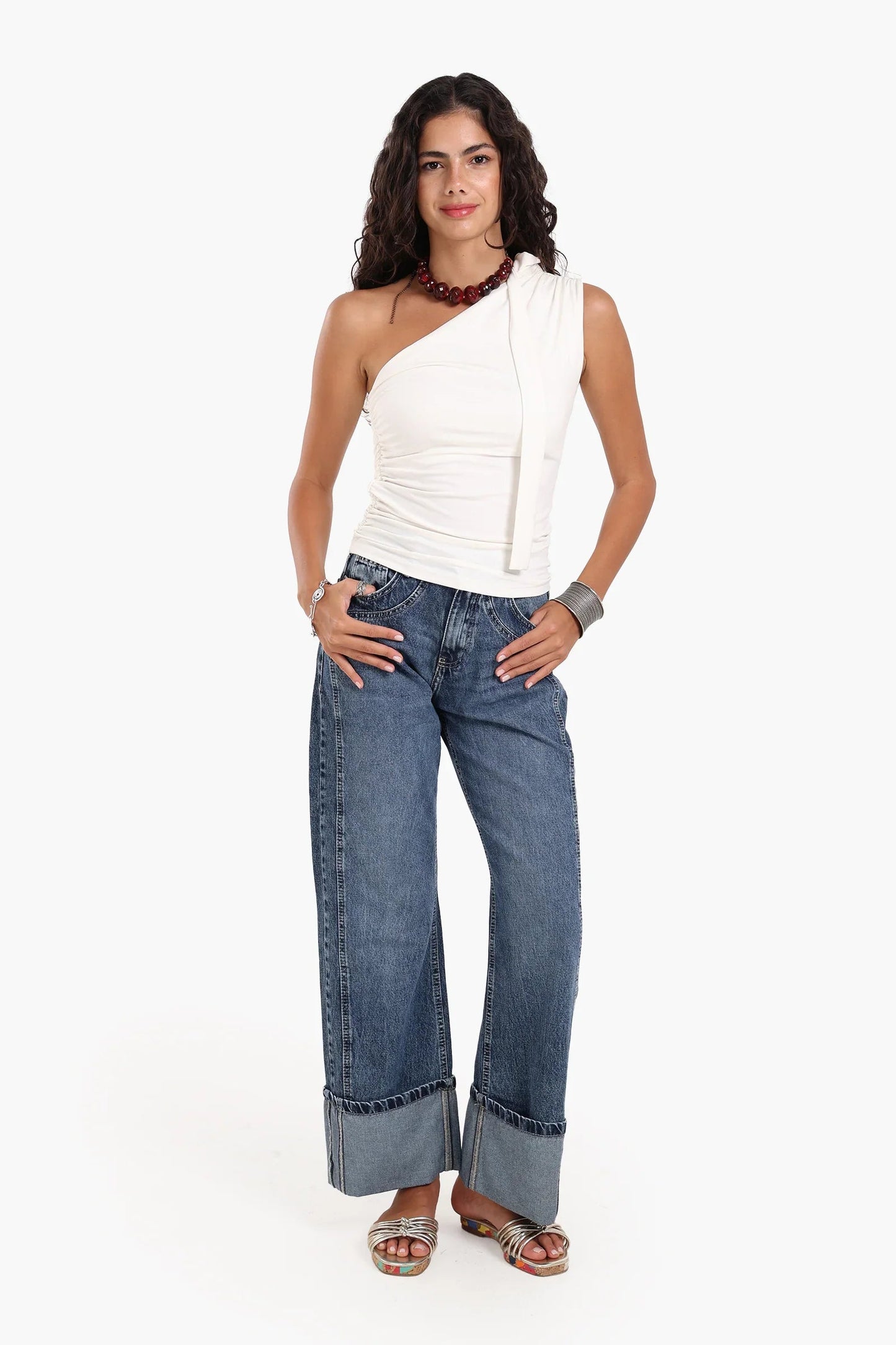 One Shoulder Ruched Top